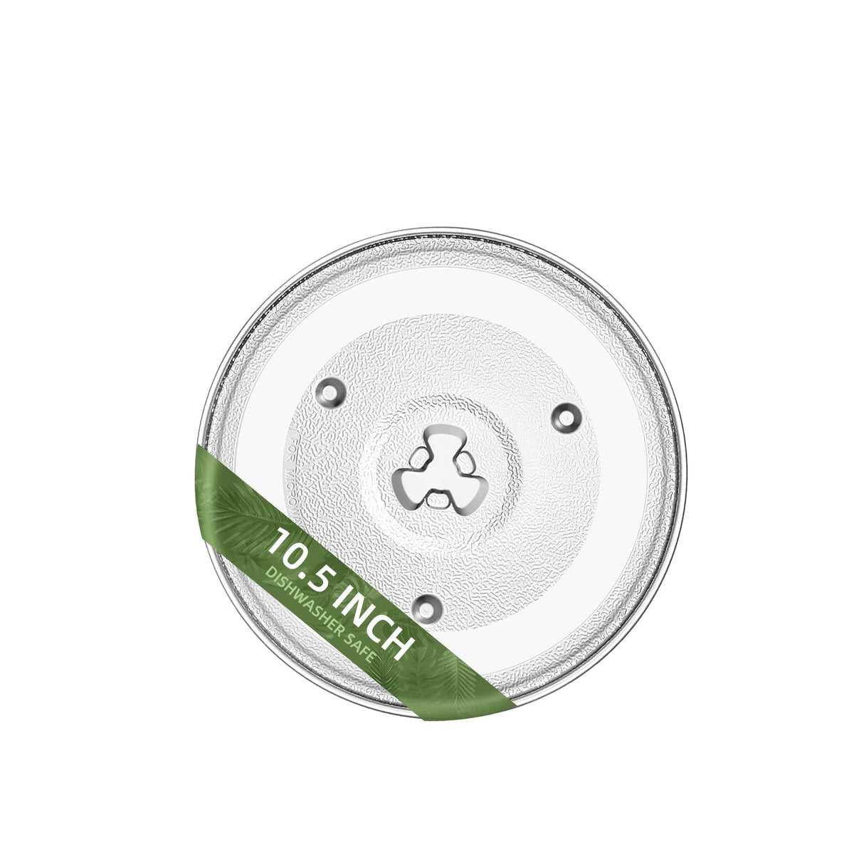 Gemroom 10.5-inch microwave turntable plate in borosilicate glass for lasting daily use.