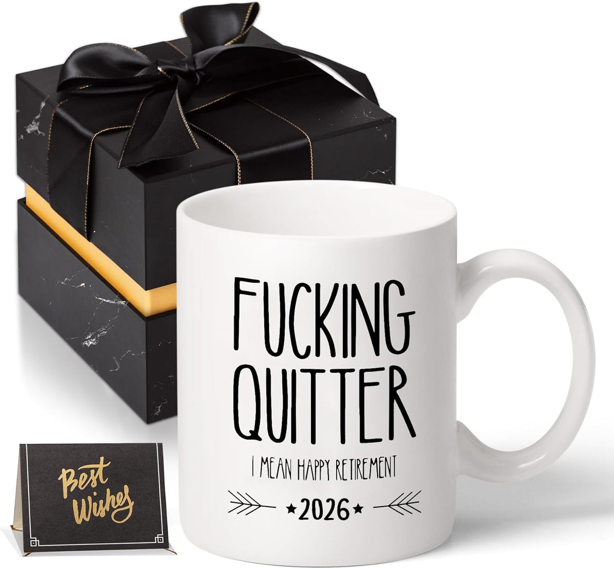 GEMWAVE retirement mug with quitters phrase, a playful coworker gift.