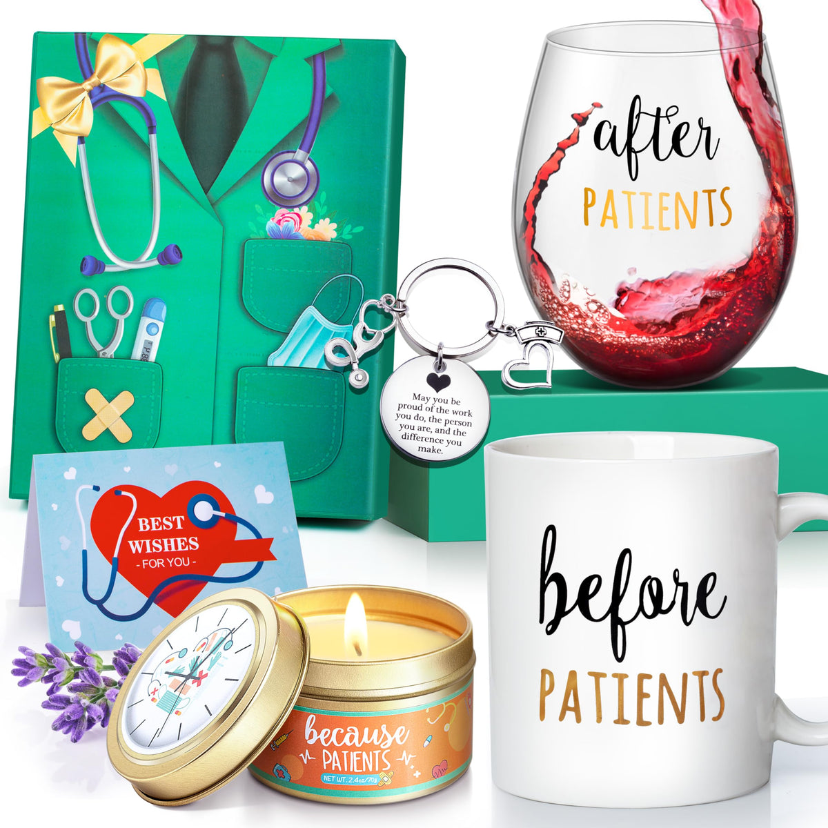 Gemwi 11oz coffee mug with 18oz stemless glass, ideal for nursing week gifting.