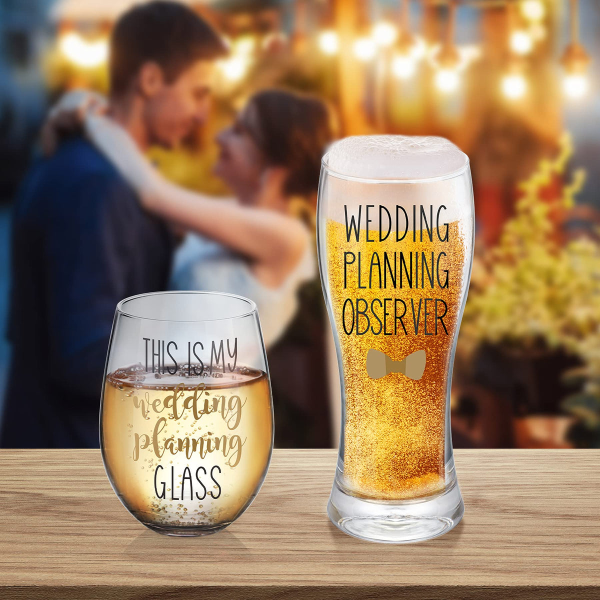 Gemwi Multiuse Glass Set highlights versatile 18oz wine and 11.56oz beer glasses.