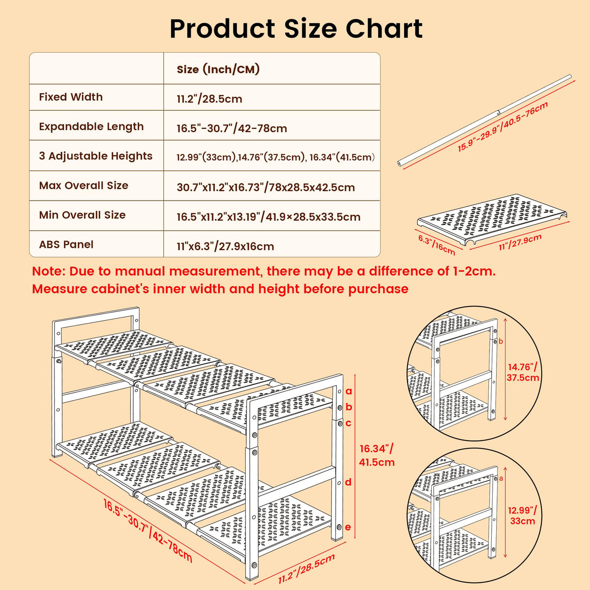 GEMWON under-sink organizer damping rails ensure smooth expansion to fit cabinets