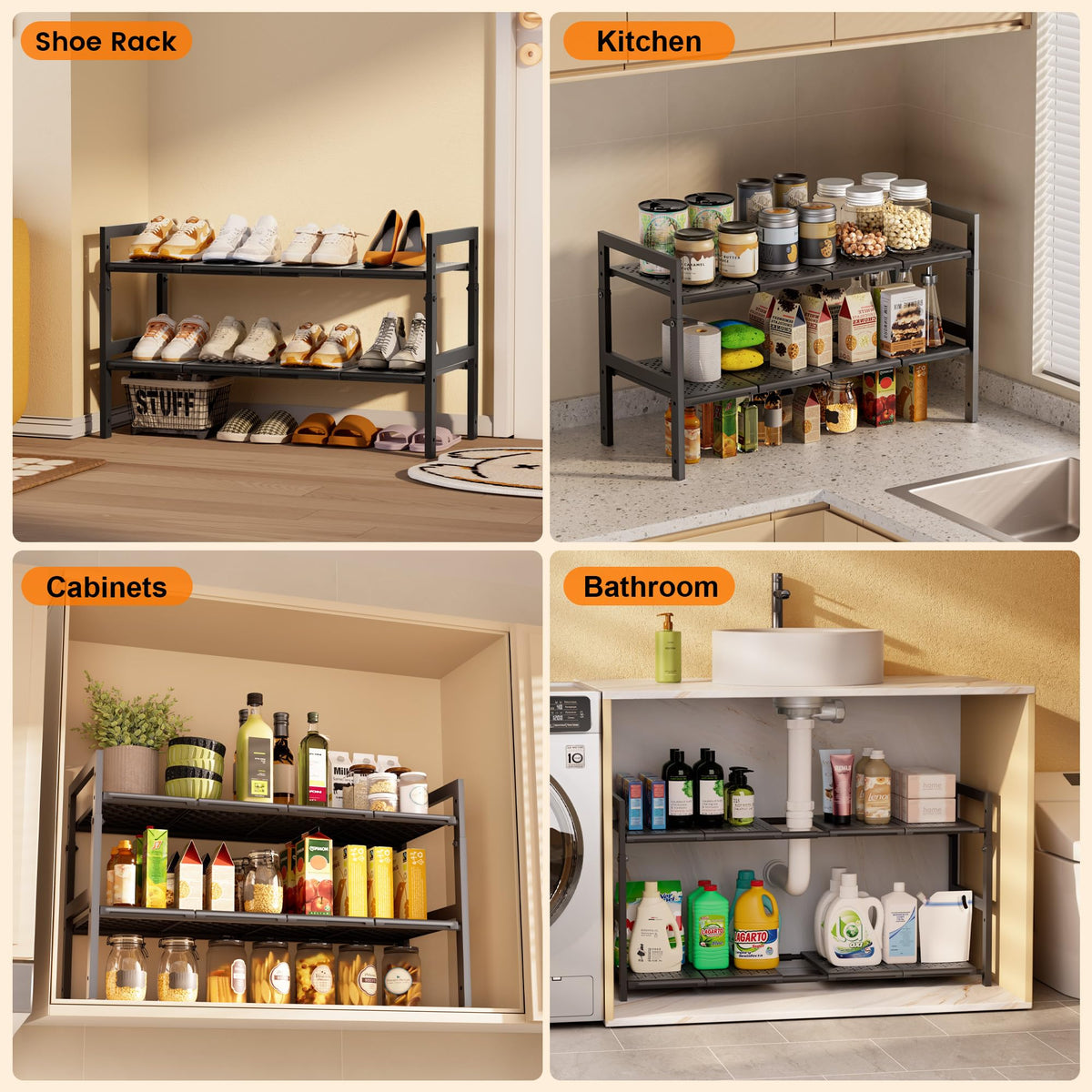 GEMWON under-sink organizer multi-use design tidies kitchen and bathroom spaces