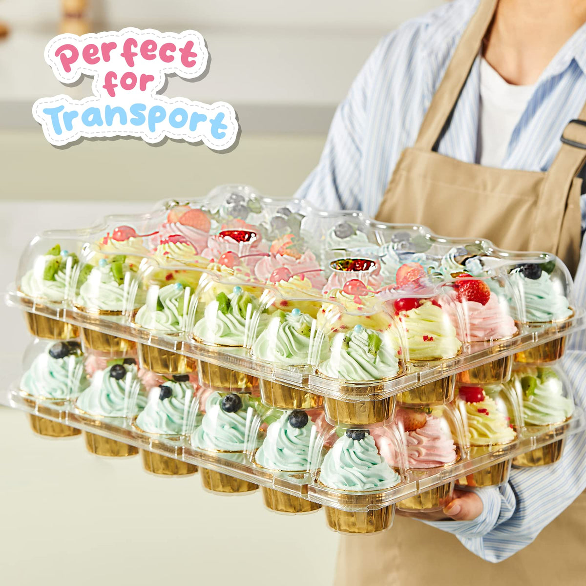 Gencywe 10-pack cupcake holders, ready to organize bake-and-go trays.