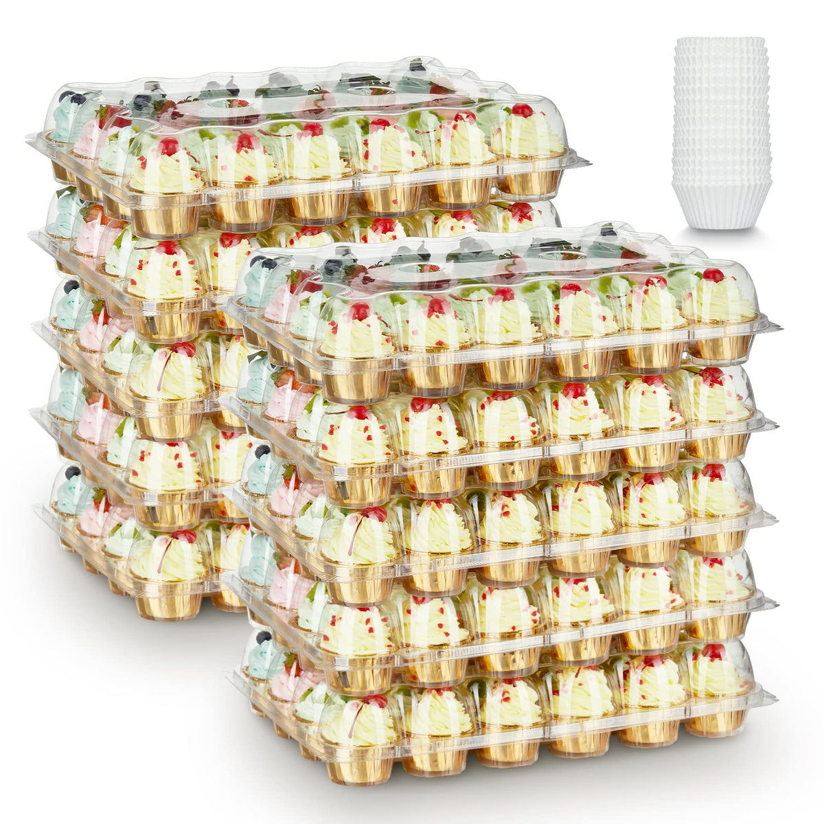 Gencywe 24-compartment cupcake carrier, stackable for easy transport and display.