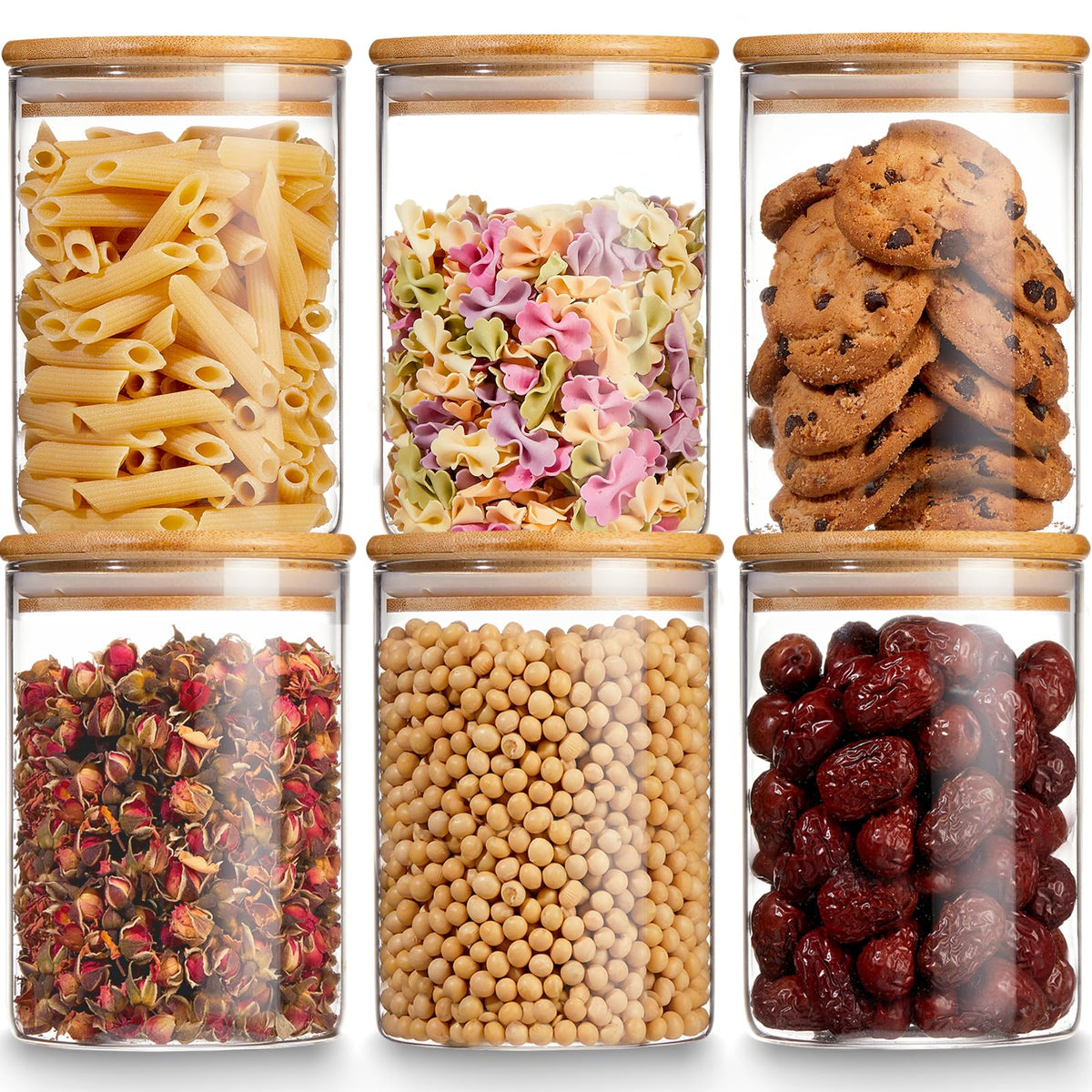 Gencywe 27oz jar with airtight bamboo lid keeps contents fresh and visible