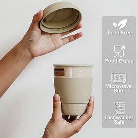 Gencywe ceramic travel mug open drinking port, easy sipping on the move