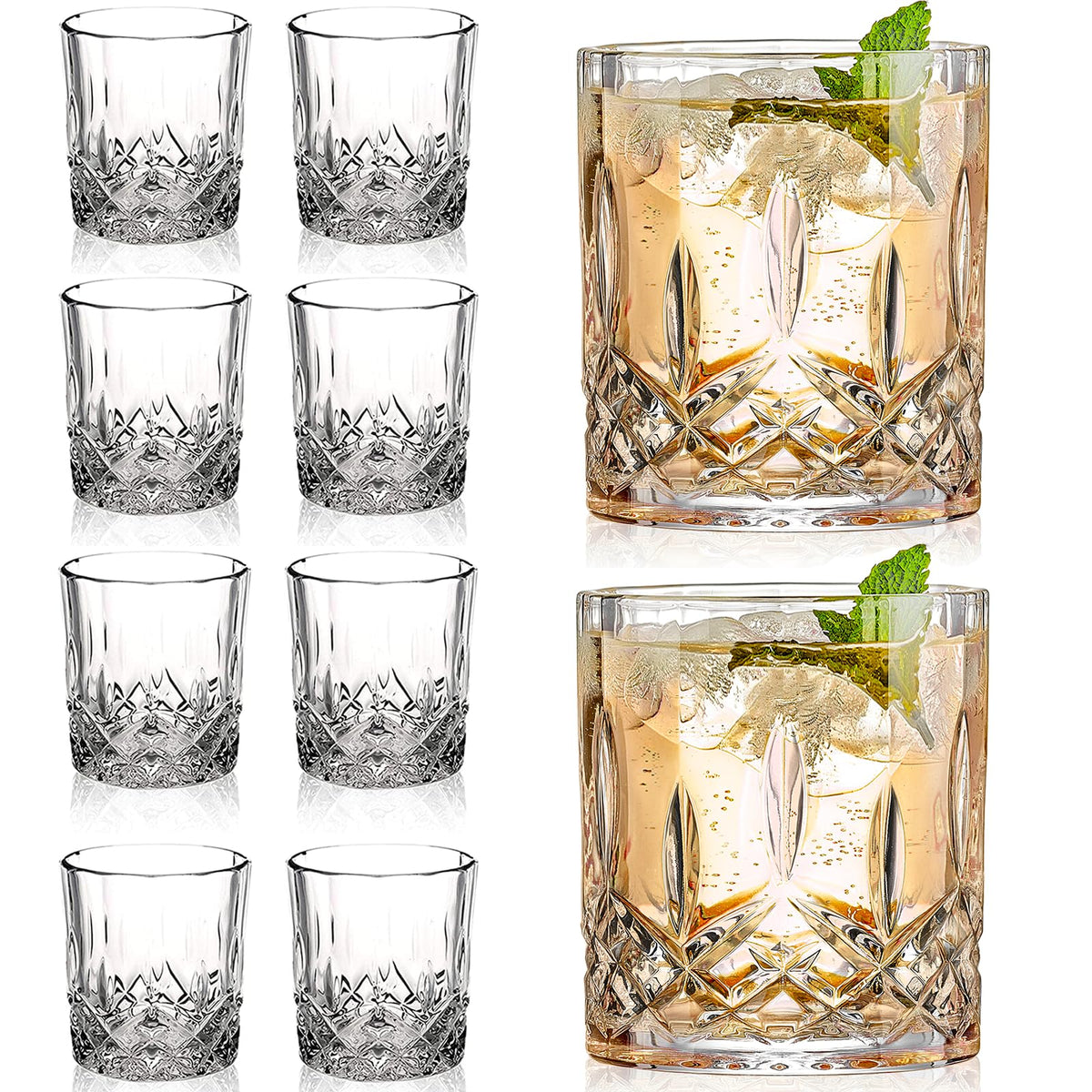Gencywe crystal whiskey glasses eight-set with clear clarity for refined pours.