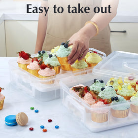 Gencywe 24-cupcake capacity container ideal for parties and bake sales.