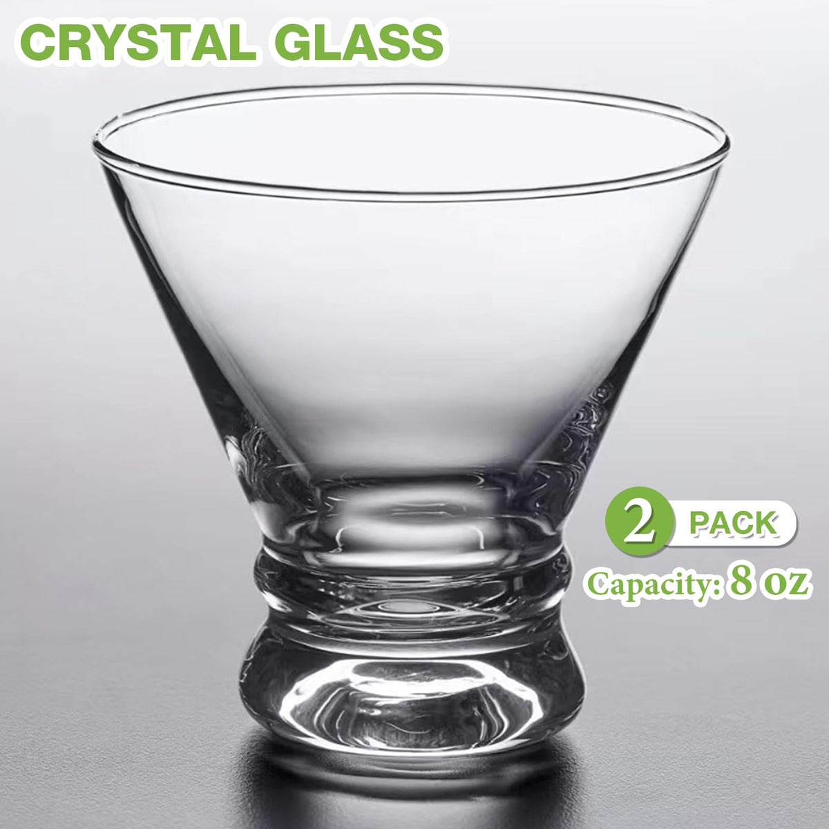 Gencywe hand-blown stemless martini glass offers stable presentation