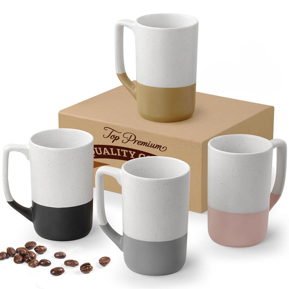 Gencywe large mug set-4 with four 16 oz mugs, ideal for sharing hot drinks.