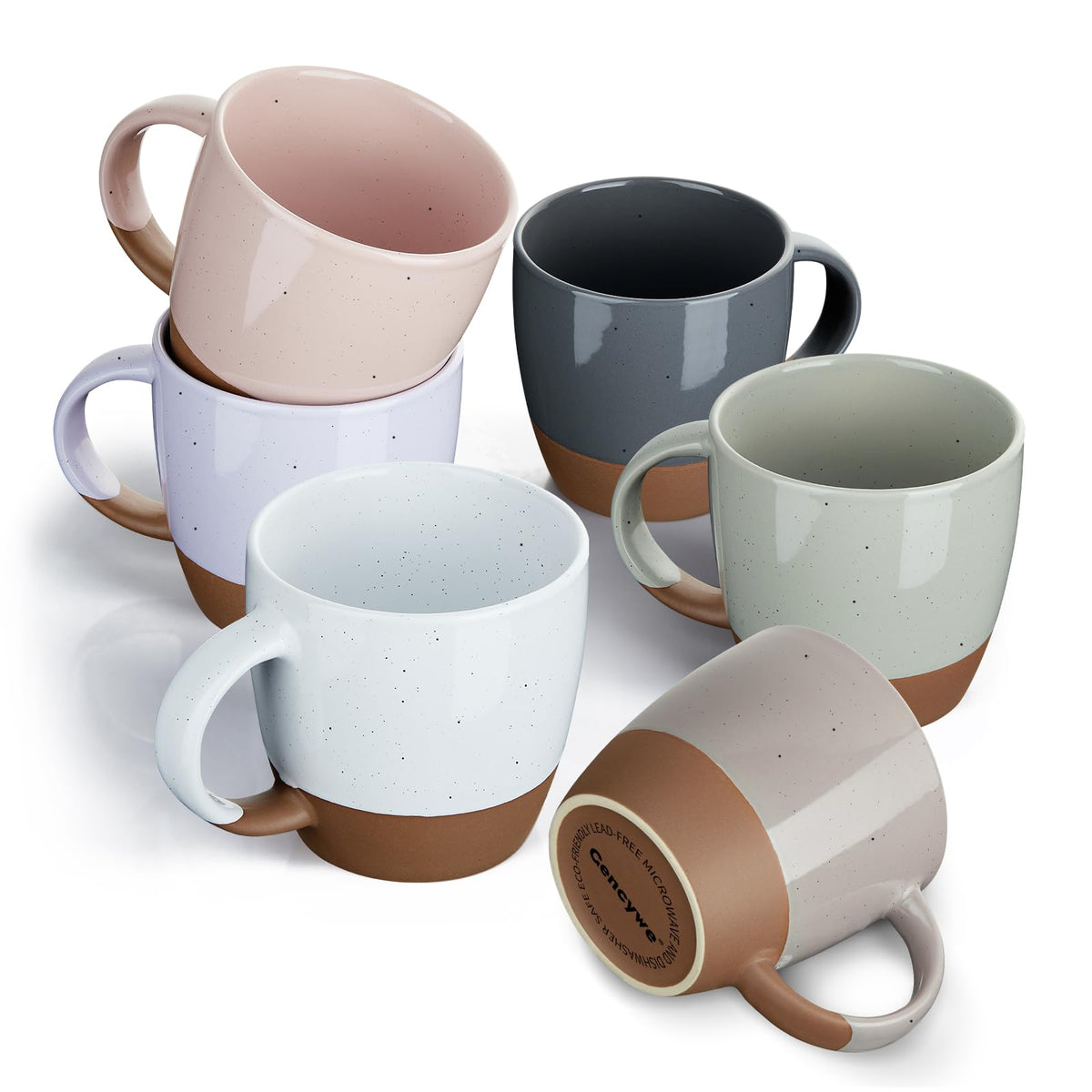 Gencywe Morandi color mugs set of six, 18 oz, ideal for daily coffee.