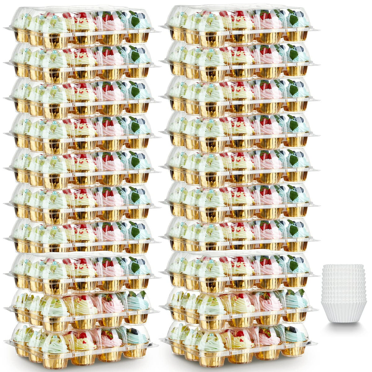 Gencywe stackable cupcake carrier holding 12 cupcakes for easy transport.
