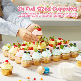 Gencywe tall dome lids protect frosting during storage and transport.