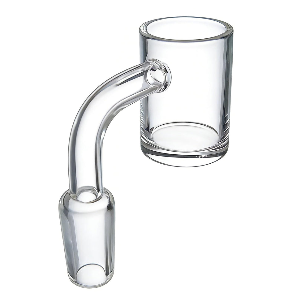 Generic 14mm quartz glass funnel with right-angle buffer for controlled filtration.