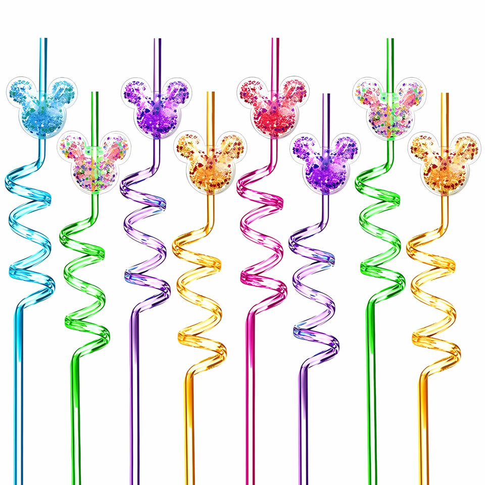 Generic 24pc glitter mouse straws pack adds sparkle to party favors.