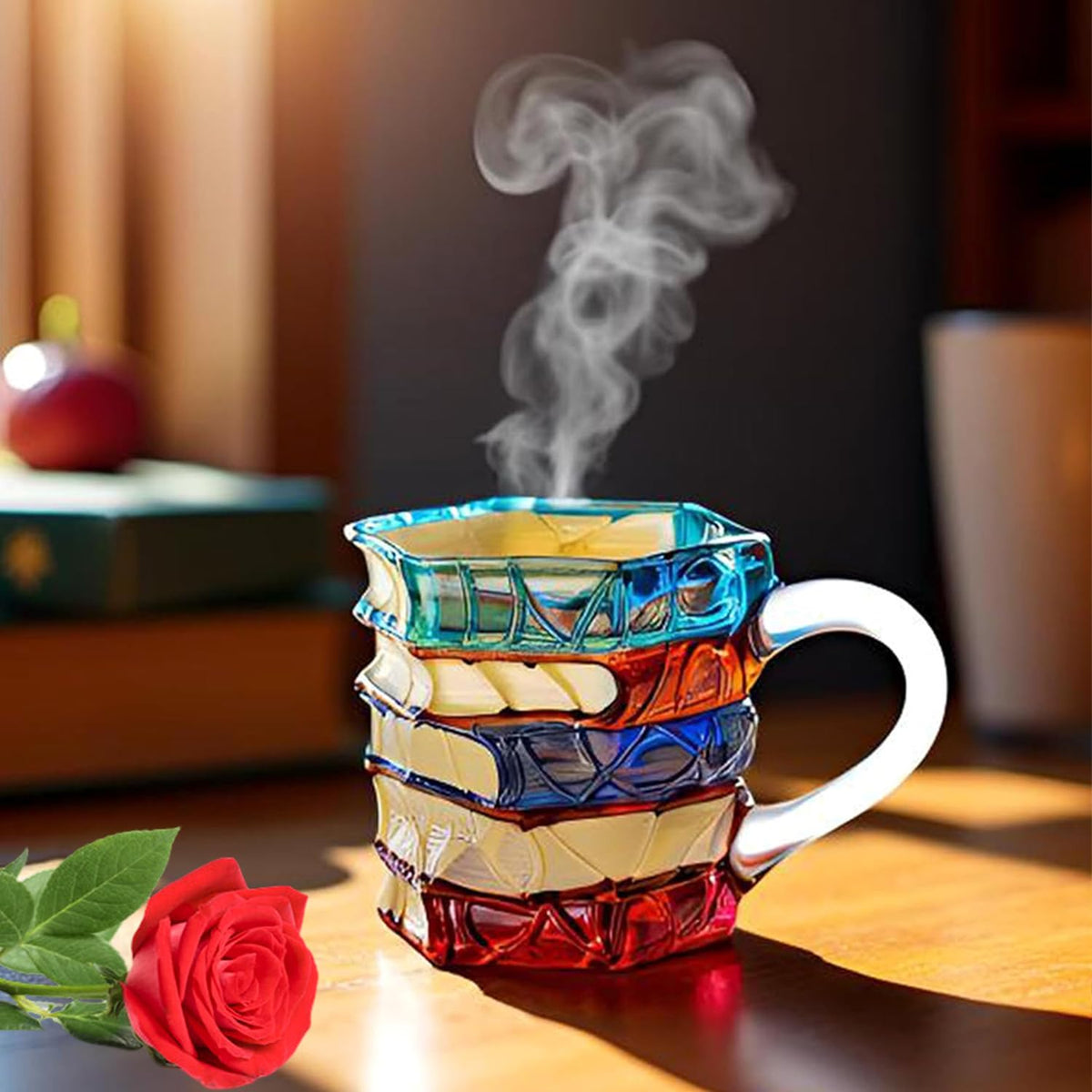Generic mug with colorful handles adds playful moments to tea time.
