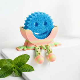 Generic 3D-printed sink organizer with adorable character design brightens kitchens.