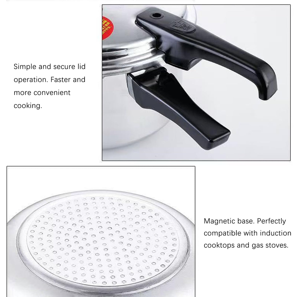Generic 4L pressure cooker with stainless-titanium finish for reliable everyday meals.