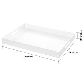 Generic acrylic serving tray adds decorative appeal to coffee tables and counters.