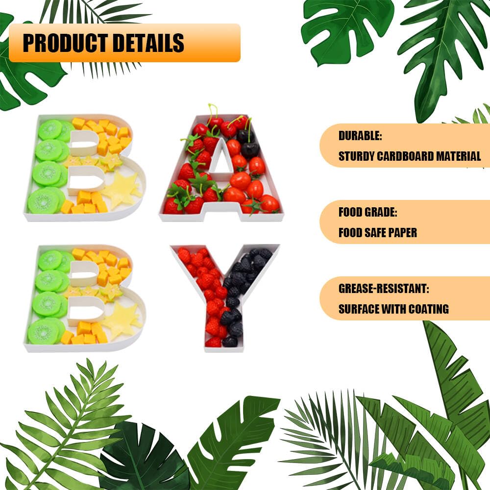 Generic BABY cardboard trays offer sturdy support for chocolates and fruits.
