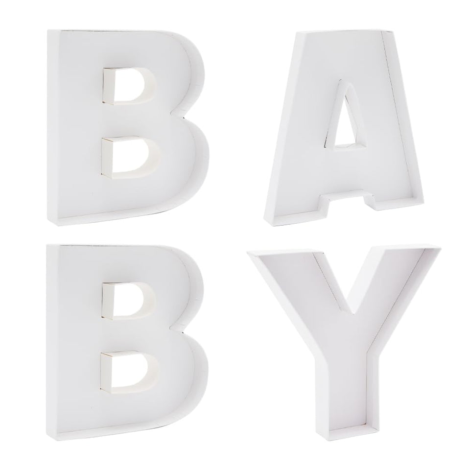 Generic BABY letter box 8-inch display for elegant grazing and dessert presentation.