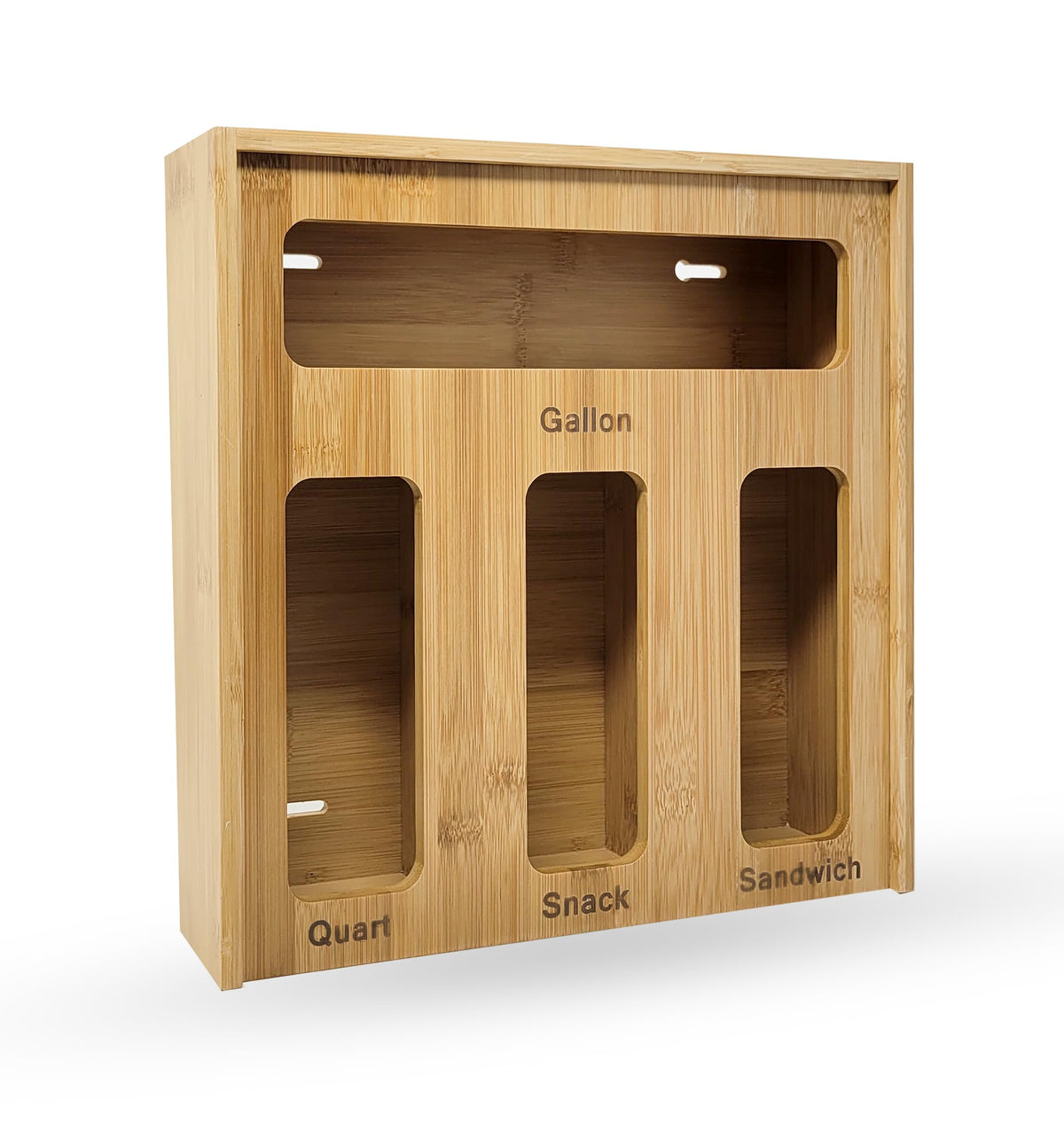 Generic Bamboo Ziplock Drawer Organizer top view highlights organized compartments and compact footprint.