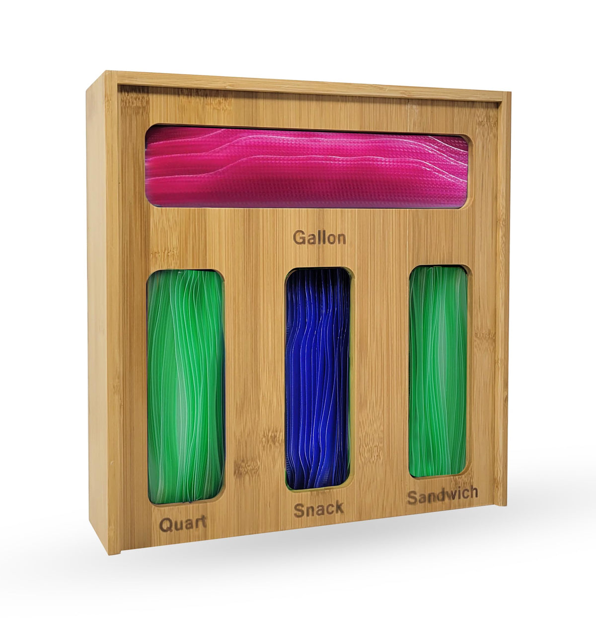 Generic Bamboo Ziplock Drawer Organizer wall-mount ready for flexible placement.