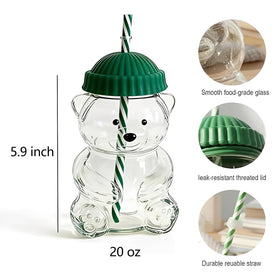 Bear cup in pink for multi-beverage use including coffee, tea, smoothies, and bubble tea