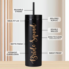 Generic Bride Squad Black Tumbler 16oz with lid great for photo ops