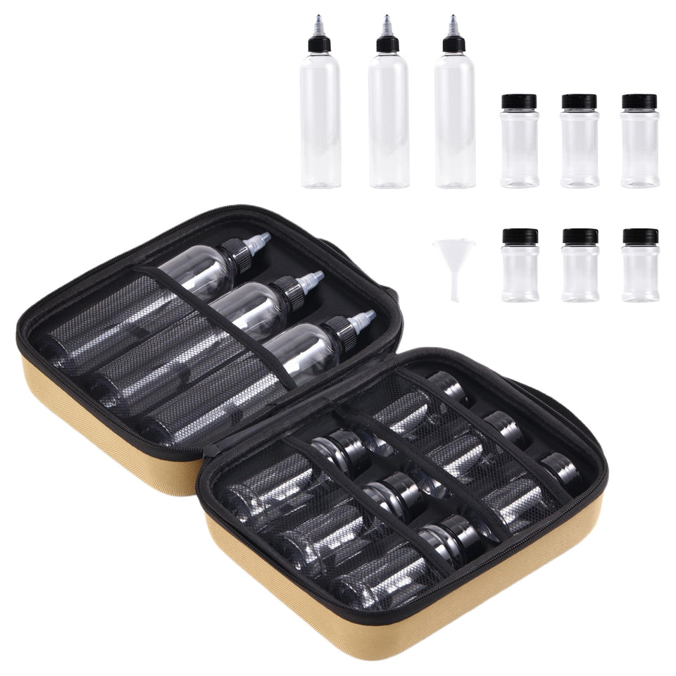 Generic Camping Spice Kit case open shows organized bottles for easy meal prep on trails.