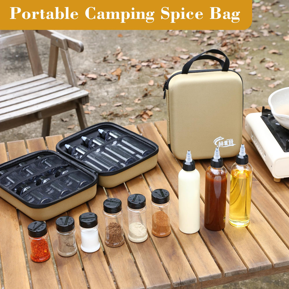 Generic Camping Spice Kit powder bottles keep seasonings organized and mess-free.