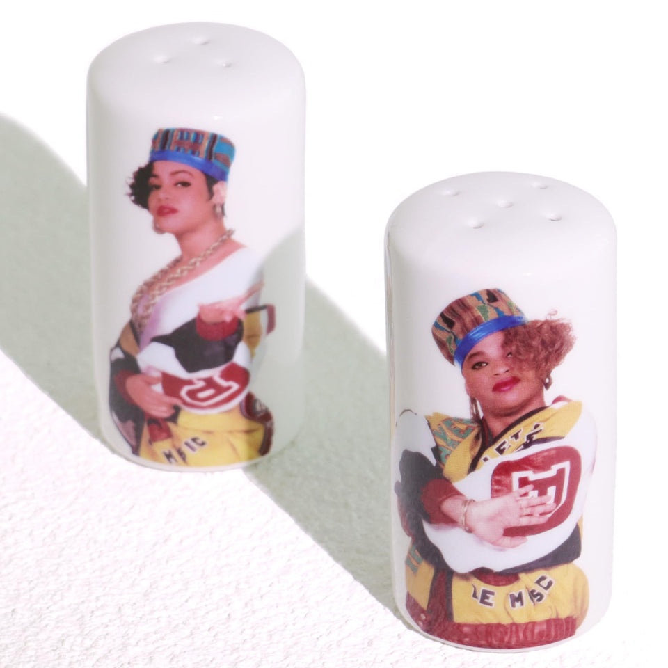 Generic Ceramic Salt and Pepper Shakers front view on table, vintage farmhouse style, great for everyday seasoning.