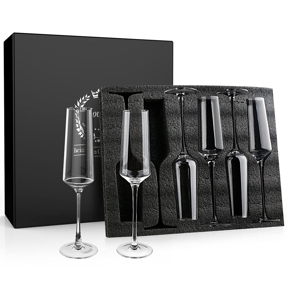 Generic Chouggo Champagne Flutes 8 oz capacity for balanced pours.
