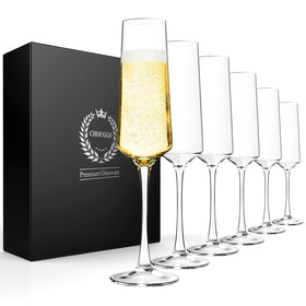 Generic Chouggo Champagne Flutes set of 6 hand-blown crystal for elegant celebrations.