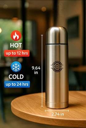 Generic CIGACOR 17oz insulated bottle side profile shows durable steel and leakproof lid