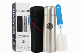 Generic CIGACOR 17oz insulated bottle top view for quick, mess-free filling on the go