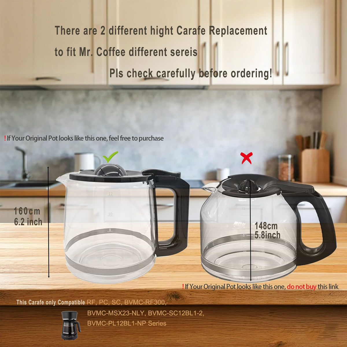 Generic carafe pour spout ensures drip-free pouring during use.