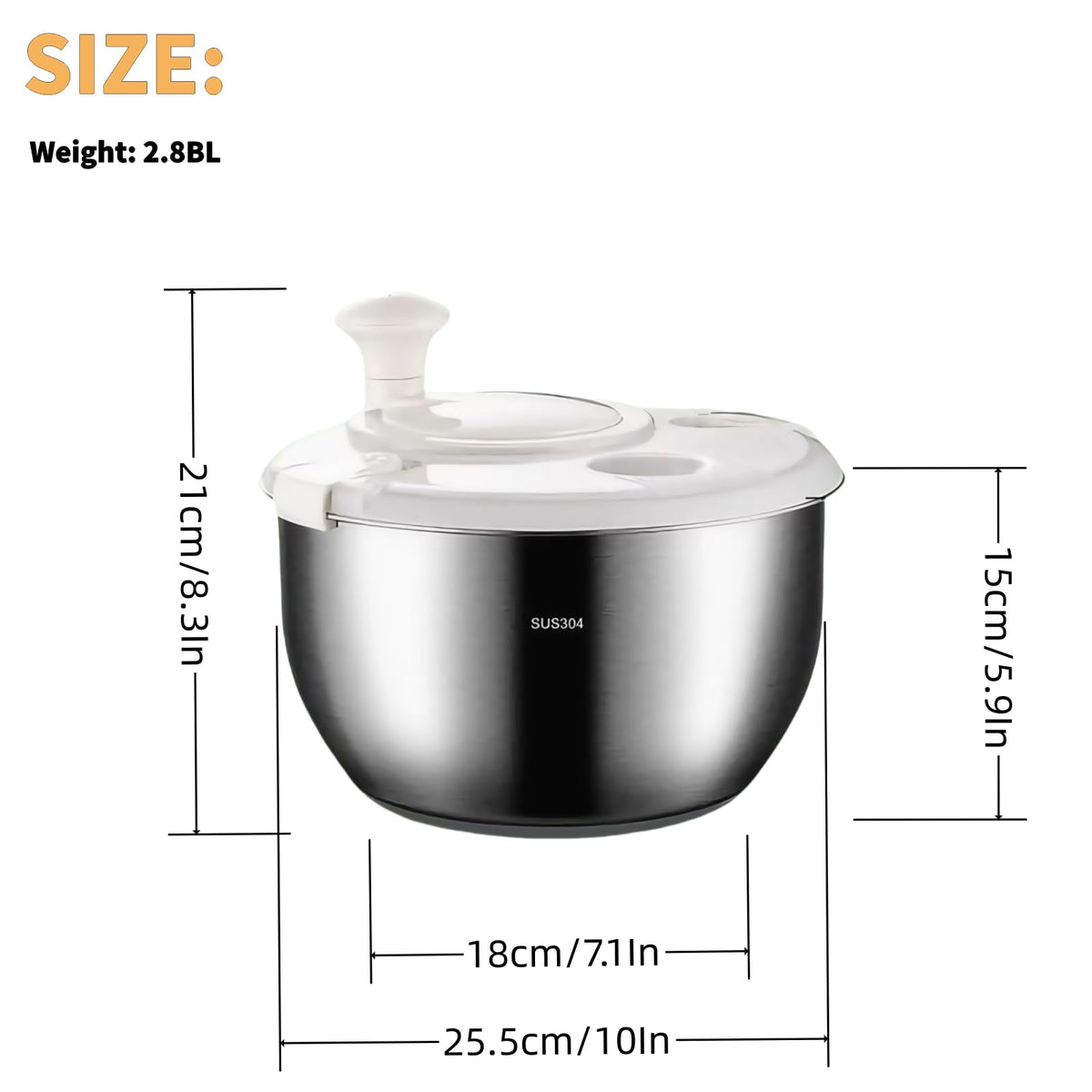 Generic commercial-grade spinner suitable for home kitchen use