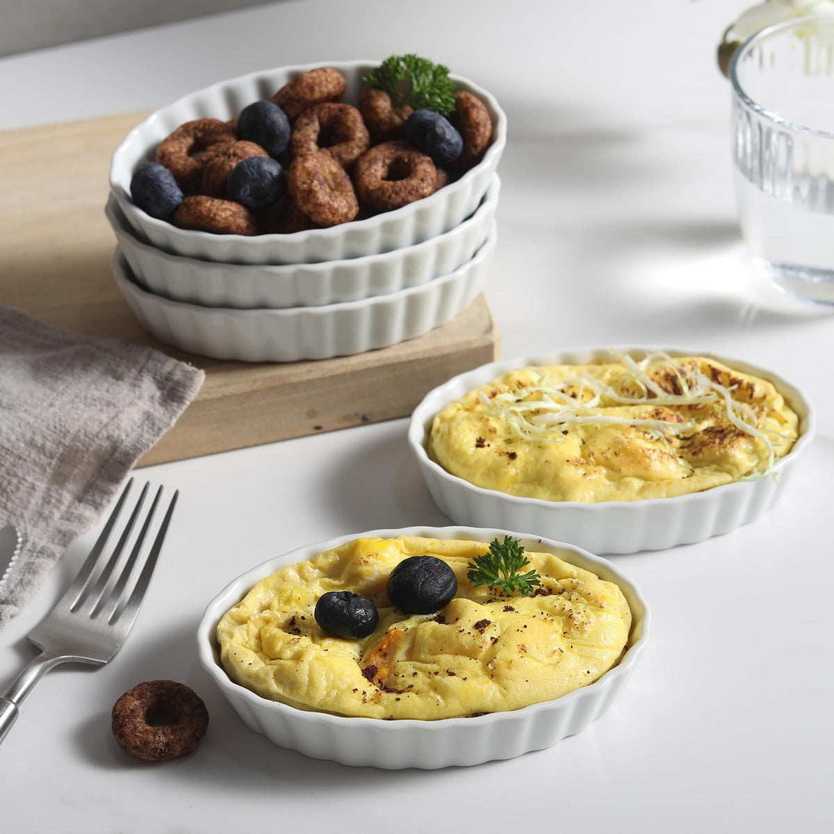 Generic Creme Brulee ramekins ideal for souffles and desserts at table.