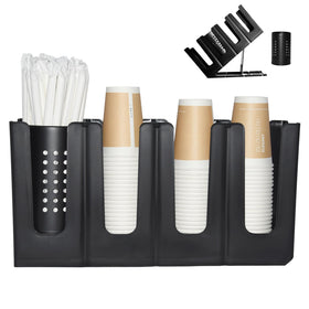 Generic Cup Holder Lid Dispenser with 4 compartments keeps cups neatly organized.