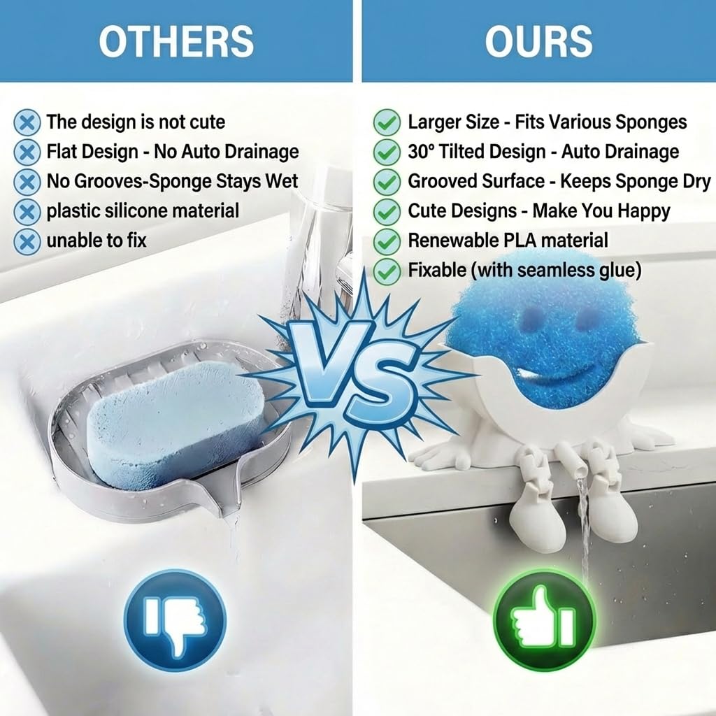 Generic drainage design dries the sponge quickly after use.