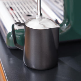 Generic matte black milk pitcher built from durable 304 stainless steel