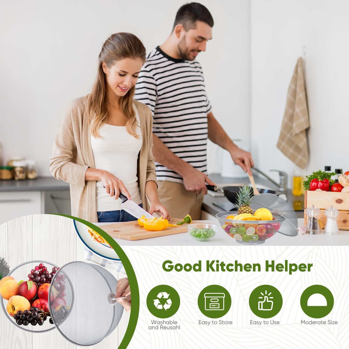 Generic durable iron wire mesh construction withstands daily kitchen use.