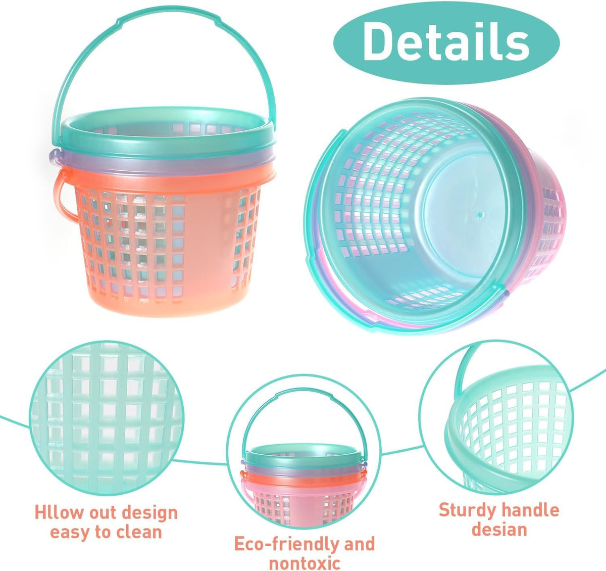 Generic Easter baskets for egg hunt setup offering lightweight portability.