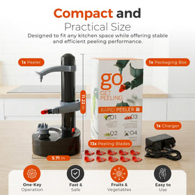Generic Electric Peeler dual power setup enables cordless use.