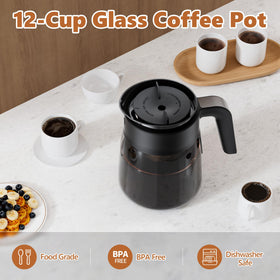 Ergonomic handle and spout for controlled pouring during coffee service.
