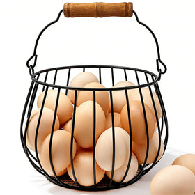 Generic Farmhouse Egg Basket with wood handle ready for coop-to-counter use