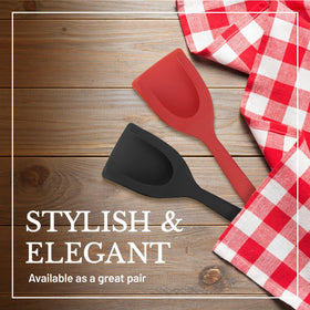 Generic black flip-grip spatula for modern kitchens.