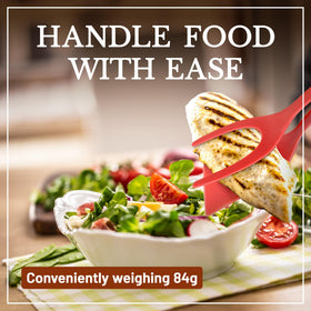 Generic red variant spatula with tongs for stylish cooking.