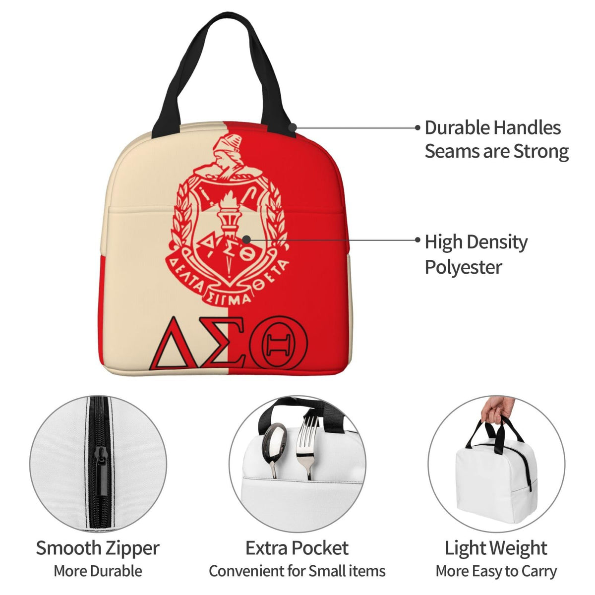 Generic Sorority lunch bag fold-flat design saves space when empty.